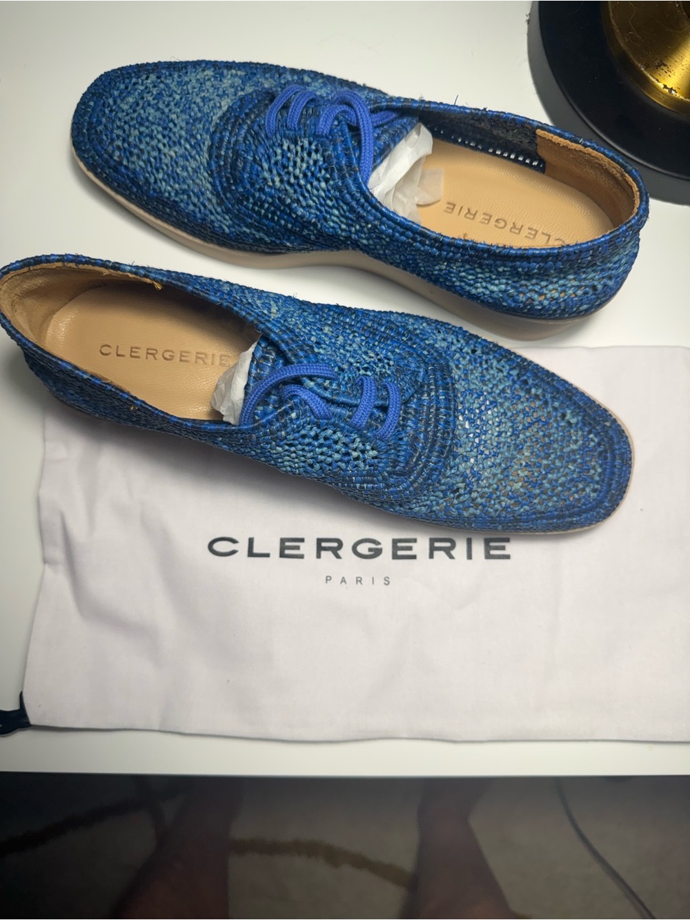 Robert Clergerie Women’s Blue Woven Derby Shoes Gorgeous Blue Variegations RARE!